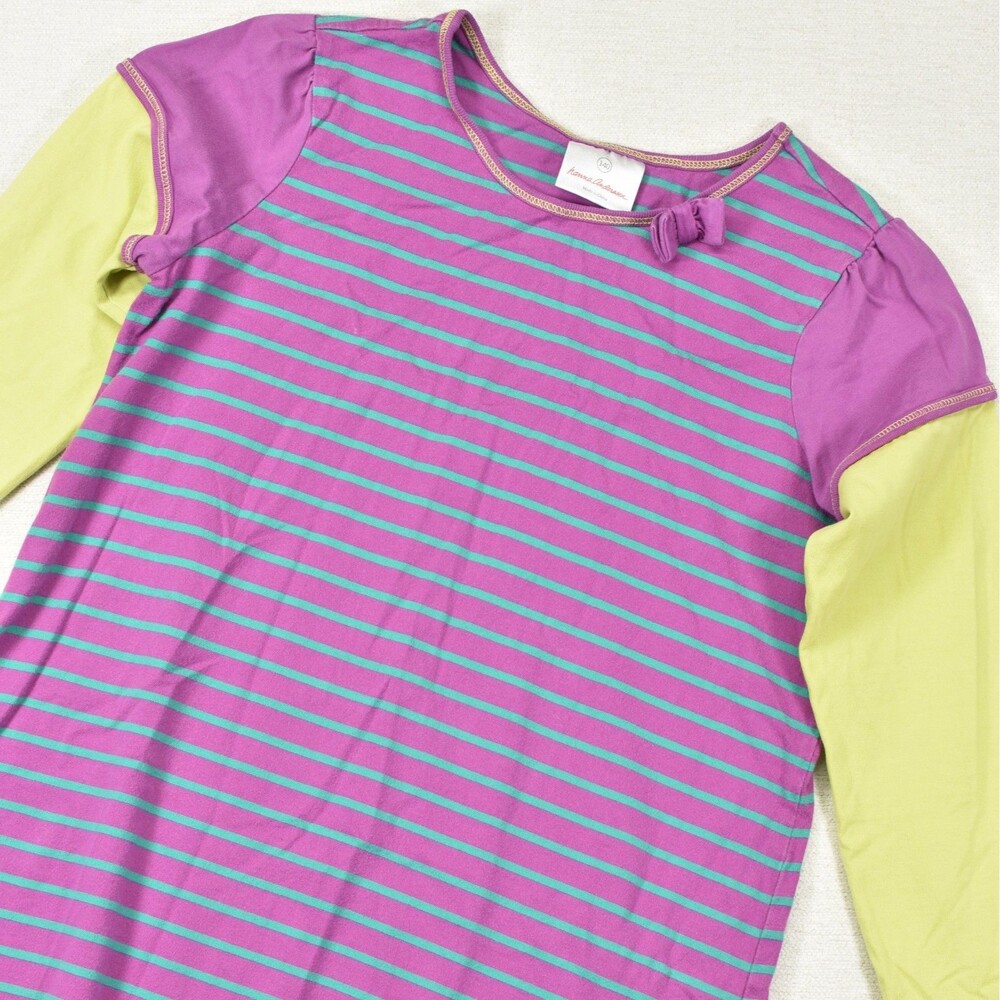 Hanna Andersson Girls 10 Dress Striped Colorblock Long Sleeve Cotton Knit Trape